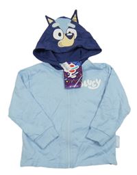 Nová - světlemodro-tmavomodrá propínací mikina s kapucí - pejsek Bluey character