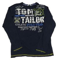Tmavomodré tričko s nápismi Tom Tailor