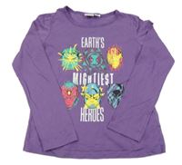 Fialové triko s potiskem - Avengers