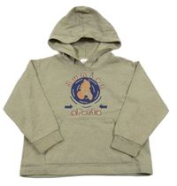 Světlehnědá mikina s potiskem a kapucí 