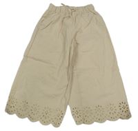Béžové plátenné nohavice s madeirou H&M