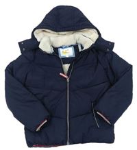 Tmavomodrá šušťáková zimná bunda s kapucňou Mini Boden