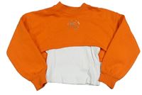 Oranžová crop mikina s nápisom a všitými topem River Island