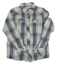 Bílo-modrá kostkovaná košile s potiskem H&M