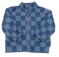 Modrá kockovaná fleecová prepínaci mikina