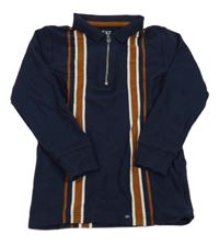 Tmavomodrá mikina s prúžkami a golierikom Next