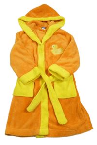 Oranžovo-žltý chlpatý župan s kachnou a kapucňou Lupilu