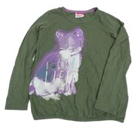 Khaki triko s kočkou Yigga