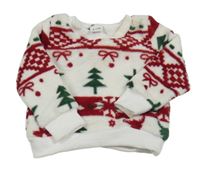 Biela chlpatá mikina s vánočním motívom