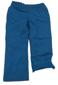 Petrolejové plátenné podšité nohavice Lupilu