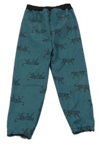 Zeleno-černé softshellové kalhoty s leopardy