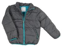 Šedo-bílá vzorovaná šusťáková prošívaná zimní bunda Blue Seven