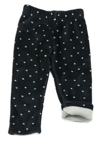 Tmavošedé plyšové zateplené legíny se srdíčky Topolino