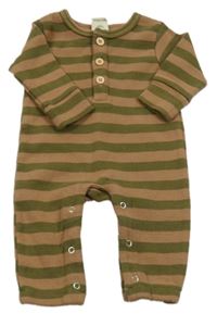 Khaki-skořicový pruhovaný overal Alana 