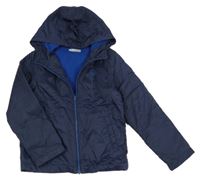 Tmavomodrá šusťáková jarní bunda s kapucí Benetton