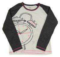 Bielo-sivé tričko s budíkem Yigga