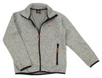 Šedo-bílá melírovaná pletená propínací funkční mikina s rolákem Trespass