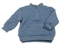 Modrá prešívaná zateplená mikina s klokankou Primark