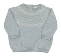 Světlemodro-bílý vzorovaný svetr Next 