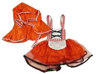 2set - Kostým -  Červené šaty se zástěrou + pláštěnka - Karkulka 