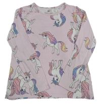 Světlerůžové triko s jednorožci H&M