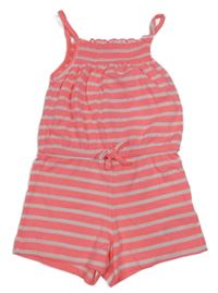 Neonově růžovo-bílý pruhovaný letní overal Primark 