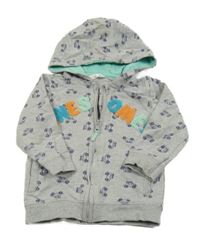 Sivá melírovaná prepínaci mikina s autami a kapucňou M&Co.