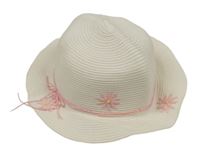 Bílý slaměný klobouky s kvietkami C&A