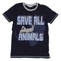 Tmavomodré tričko s nápisom a kobylkou Kids