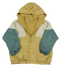 Béžovo-khaki-smetanová šusťáková jarní bunda s kapucí Little kids