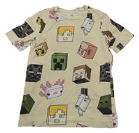 Béžové tričko s potiskem Minecraft H&M