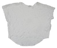 Biele oversize crop tričko s čipkou H&M