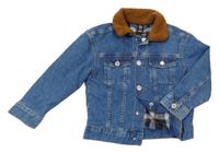 Tmavomodrá riflová košilová podšitá bunda H&M