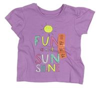 Levandulové tričko s nápismi a slniečkom PRIMARK