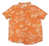 Oranžová košeľa s tigrami a palmami H&M