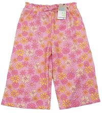 Ružové kvetované vzorované culottes nohavice PRIMARK