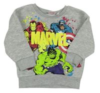 Sivá melírovaná mikina s Avengers a logom a skvrnkami zn. PRIMARK