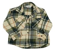 Smetanovo-khaki-petrolejovo-cihlová kostkovaná košile H&M