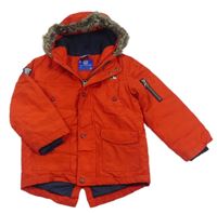 Červená šušťáková pod/zimní parka s PAW PATROL a kapucňou s kožešinou George