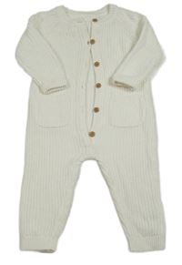 Biely rebrovaný pletený overal zn. George