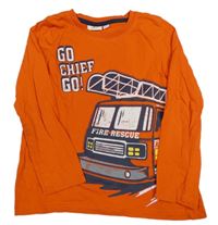 Oranžové triko s hasiči kids