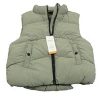 Nové - světlekhaki prešívaná šušťáková zateplená vesta M&S