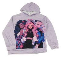 Svetlofialová mikina s dievčatkom a kapucňou SHEIN