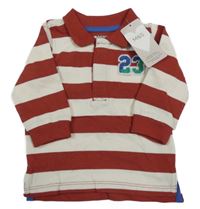 Nové - rezavo-biela pruhovaná mikina s číslom a golierikom M&S