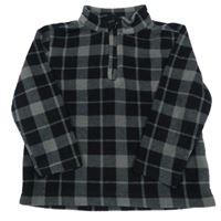 Čierno-sivá kockovaná fleecová mikina TEX