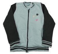 Světlemodro-tmavosivá prepínaci mikina so skvrnkami a pruhmi a zebrou lupilu