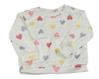 Biela tepláková mikina s farebnými srdiečkami Shein