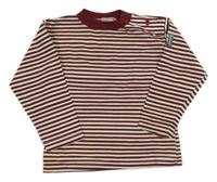 Vínovo-biele pruhované tričko s nášivkou H&M