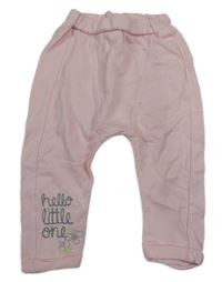 Svetloružové turecké tepláky s nápismi a kvetmi Hippil