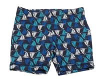 Tmavomodré nohavičkové plavky s plachetnicemi lupilu